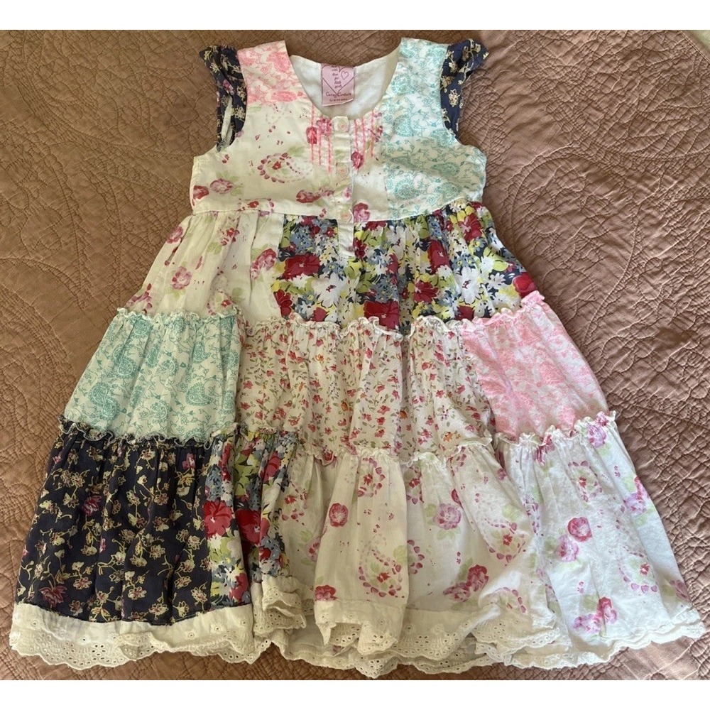 CUTEY COUTURE Whimsical Layered Multi Pattern Ruffled TWIRL DRESS 5/6‎ Years